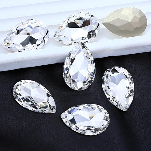 DONGZHOU Teardrop Crystal Rhinestones, Large Rhinestones Glitter Stones Glass Gemstones for Crafts, Jewelry Making, Shoes, Clothes, 30 x 20 mm, 8 ...