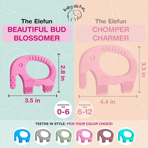 Cute Valentines Day Baby Gift - Baby Elefun Teething Toys for Babies Age 0 to 6 Months - 5X Pain Relief Smart Teether, Zero Developmental Delay Pi...