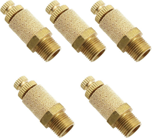 E-outstanding 5Pcs Solenoid valve copper muffler Pneumatic Muffler Silencer Adjustable 1/4 inch Threaded Air Filter Flow Speed Controller Muffler ...