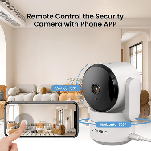 Indoor Camera for Home Security 360°, 1080p Pet Cameras with Pan&Tilt, Night Vision, Motion Detection, 2-Way Audio, Compatible with Alexa/Google A...