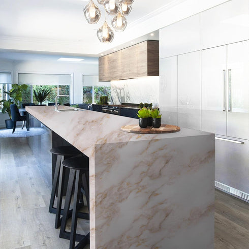 Abyssaly Marble Contact Paper for Countertops, Matte White Gold Marble Peel and Stick Wallpaper, Self Adhesive Kitchen Counter Top Peel and Stick ...