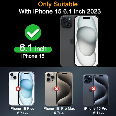 Milomdoi 3 Pack Screen Protector for Apple iPhone 15 with 3 Pack Tempered Glass Camera Lens Protector, Ultra 9H Accessories, Case Friendly, Mounti...
