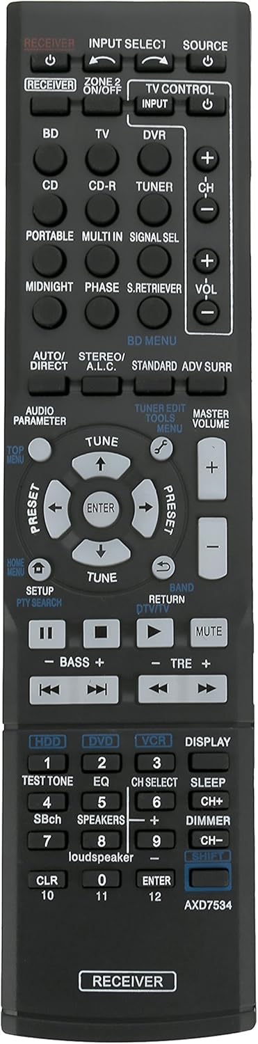 AXD7534 Replace Remote fit for Pioneer AV Receiver VSX-519V-k Vsx-519v-s SX-319V VSX-517-S VSX-817-K VSX817S VSX-817-S VSX817K VSX-80TXV VSX-324-K...