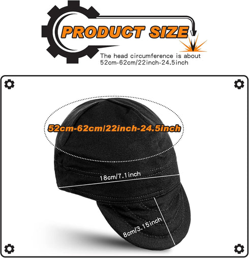 3 Pcs Welding Caps Welding Hats for Men Flame Resistant Cotton Welders Caps Mesh Inside Liner Welding Helmet Beanie Elastic Low Crown Hat for Elec...