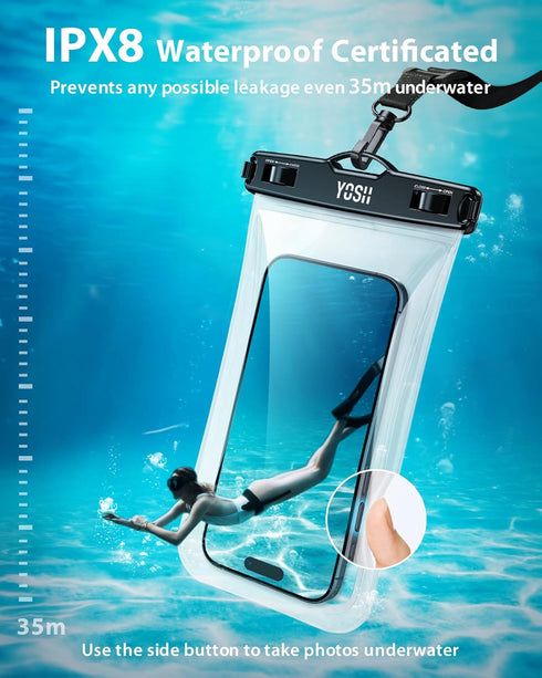 YOSH IPX8 Floating Waterproof Phone Pouch, Floatable Waterproof Phone Case Dry Bag for Swimming with Adjustable Lanyard for iPhone 14 13 12 11 Pro...