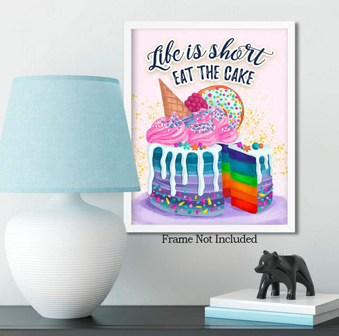 Kitchen Wall Decor, Cake Dining Room Decor, Pink Motivational Gifts for Women Bakers Chefs, Inspirational Positive Quotes Wall Art...