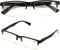 2 Pairs Rectangular Half Rim Reading Glasses - Simple Classic Reader (Black, 1.50)...