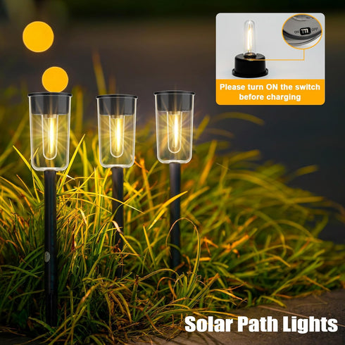 8 Pack Solar Pathway Lights, Solar Lights Outdoor Waterproof, Solar Garden Stake Lights for Outside Yard Landscape Path Walkway Driveway Lawn Deco...