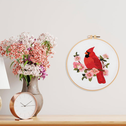 Louise Maelys Cardinal Embroidery Kits for Beginners with bird flower pattern,Adults Starter Cross Stitch Kit DIY Needlepoint Kits......
