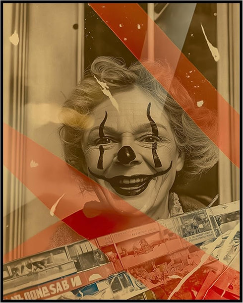 Posterizer 1 pcs-clown with an exaggerated expression of surprise 2-Fantasy & Fiction Art-Photography Art-Gift for Steampunk or Goth Fans- unframe...