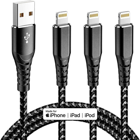 MFi Certified iPhone Charger Lightning Cable 3 Pack 6ft Nylon Braided Cable iPhone Charger Fast Charging Cord Compatible with iPhone 14 13 12 11 P...