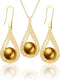 14MM Big Pearl Necklace and Earring Sets for Women Glod Plated Jewelry Set...