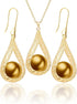 14MM Big Pearl Necklace and Earring Sets for Women Glod Plated Jewelry Set...