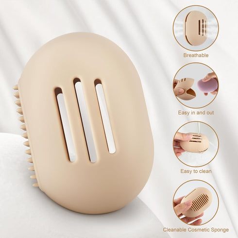 Silicone Makeup Brush Holder and Beauty Blender Holder,Cosmetic Case Organizer Magnetic Makeup Brush Case Travel Organizer...