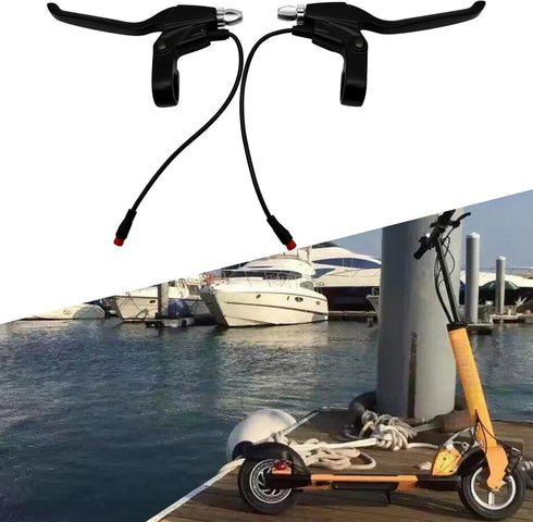 1 Pair Brake Lever, Left and Right Power Off Handle Accessories 108PPD Brake Levers, 2 Pin Male Hand Brake Controller Kit for Electric Bike Scoote...
