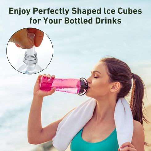 Water Bottle Silicone Ice Cube Tray by Lily's Home - 3-Piece Quick-Freeze Ice Trays with 10 Ice Cube Slots – Silicone Ice Cube Tray Set Makes 30 I...