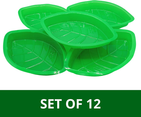 4E's Novelty Palm Leaf Party Serving Tray Plastic - Luau Candy Snack Tray Food Holder, Buffet Plates for Jungle Safari Hawaiian Party Supplies Din...