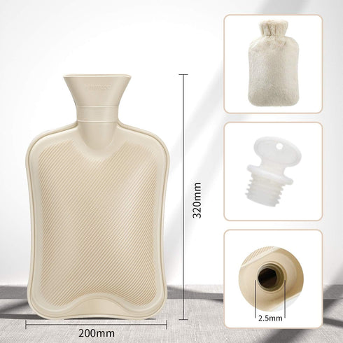 Hot Water Bottle Rubber with Soft Cover (2 Liter) Hot Water Bag for Cramps, Pain Relief, Removable Hot Cold Pack Hot Water Bed Warmer...