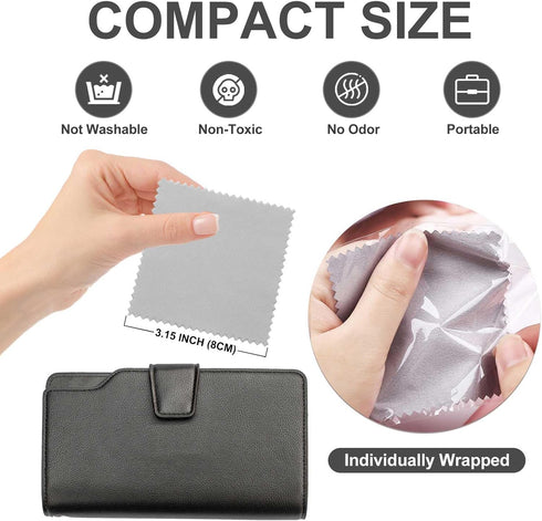 SEVENWELL 50pcs Jewelry Cleaning Cloth Gray Polishing Cloth for Sterling Silver Gold Platinum Small Silver Polish 8x8cm...