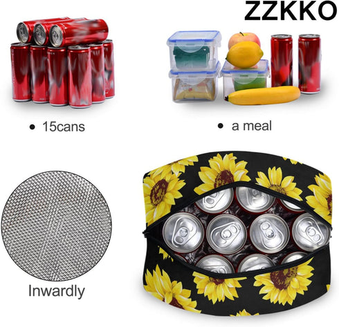 ZZKKO Sunflower Summer Lunch Bag Box Organizer Lunch Container Insulated Zipper Meal Prep Cooler Handbag For Women Men Home School Office Outdoor ...