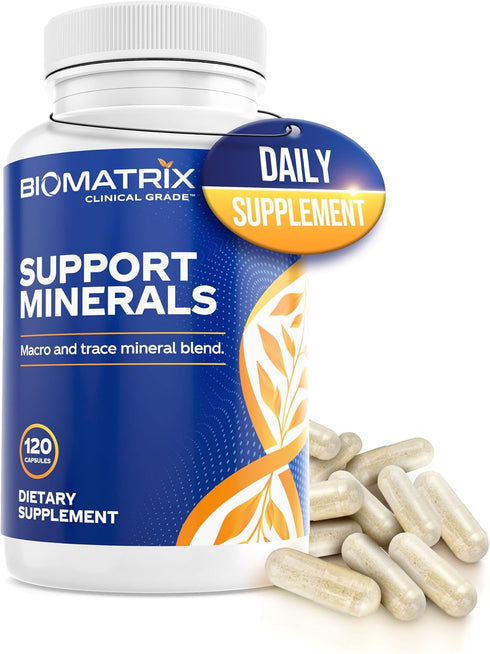 BioMatrix Mineral Supplement for Men and Women, Chelated Minerals | Iron-Free, Calcium, Magnesium, Copper, Zinc, Vitamin D, Iodine | Veggie Caps, ...