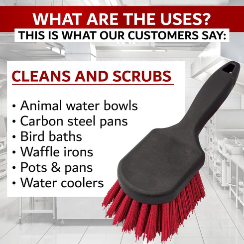 8" Pot & Dish Cleaning Brush by FryOilSaver Co., Dish Scrubber w/Stiff Bristle Brush for Kitchen Cleaning Tough Stain, Dishes, Pot, Pan, Sink, Sto...