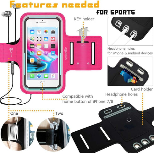 Arm Phone Holder for Running, Armband Cellphone for iPhone 15 14 13 12 11 Pro Max/XR/8 7 6s Plus, for Galaxy A/S/Note Up to 6.9’’, for Exercise Gy...