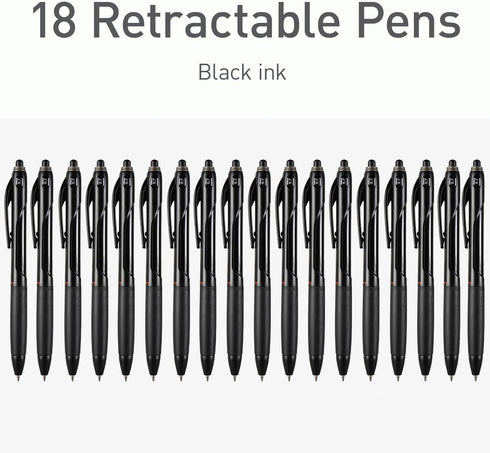 Pentonic BR-T Retractable Ballpoint Pens, 18 Count, Black Ink, 0.7 mm Fine Point, Smooth Writing For Journaling, Office & School (PEN12124)...