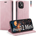 japezop iPhone 12 Mini Flip Case, Pink Leather, RFID Blocking, Card Holder, Slim Fit, Wireless Charging Compatible, 5.4 Inch...