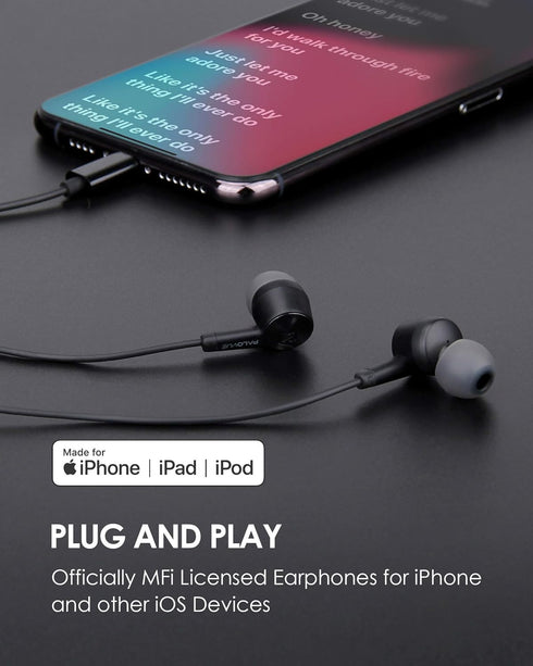 PALOVUE iPhone Headphones Earbuds Earphones wtih Lightning Connector Apple MFi Certified Compatible 14 13 12 11 Pro Max X XS XR 8 7 Plus with Micr...