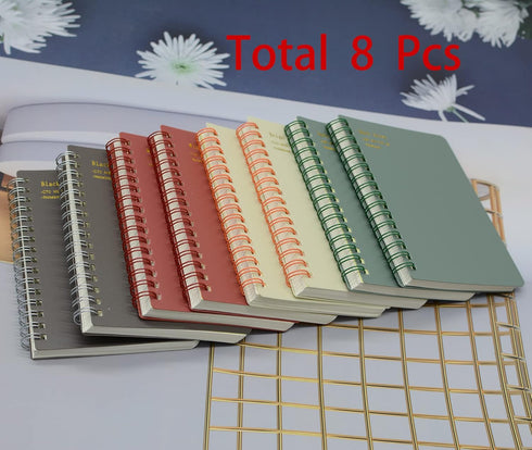 Yansanido Spiral Notebook, 8 Pcs 4 Color A6 Size Thick Plastic Hardcover 8mm Ruled Paper 80 Sheets (160 Pages) Journal for School and Office Suppl...