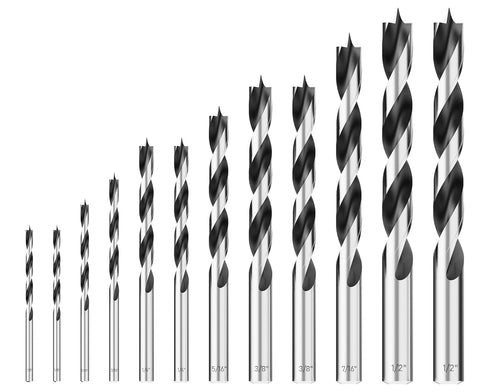 Brad Point Wood Drill Bit Set, 12Pcs Drill Bit Set with Double Flutes Design for Carpenter Woodworking and All Types of Wood (1/8" - 1/2")...