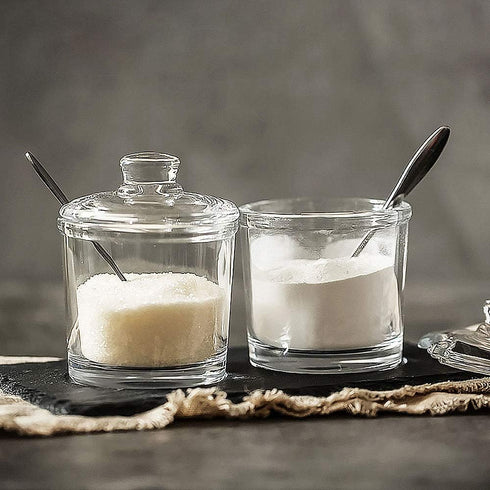 Vencer Sugar Bowl Clear Glass With Lid and Stainless Steel Sugar Serving Spoon, 6.3 Ounces (180 ML),Sugar Canister, Sugar Dispenser, VFO-027...