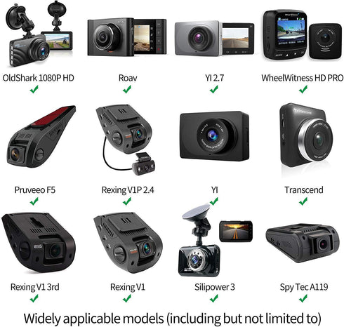 Dash Cam Suction Mount with 15+ Swivel Ball Adapters Compatible with Rexing V1, UGSHD, Falcon F170, KDLINKS, Vantrue, APEMAN, Z-Edge, Roav, Old Sh...