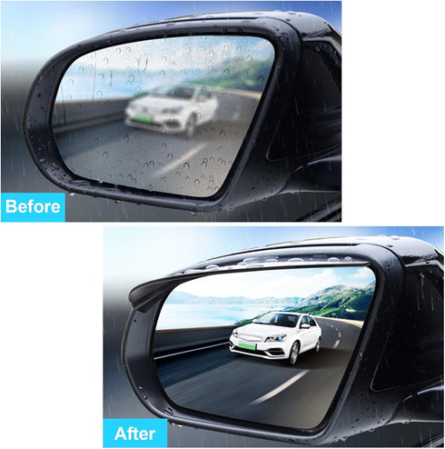 2 PCS Car Rear View Mirror Rain Visor Guard, Carbon Fiber Automotive Rear View Side Mirror Rain Eyebrow, Universal Vehicle Side View Mirror Rain C...