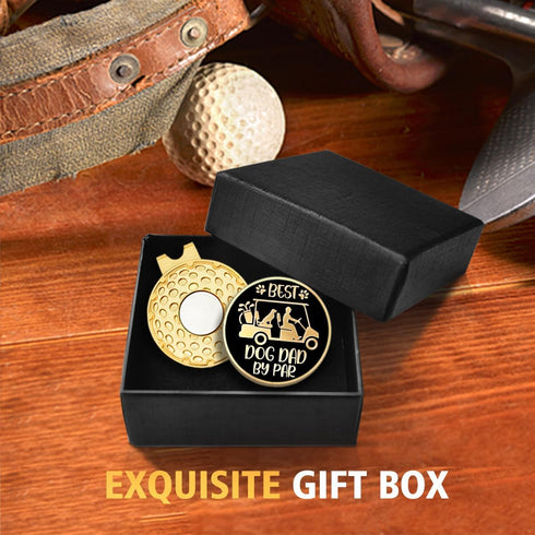 Best Dog Dad by Par Black Gold Golf Ball Marker with Hat Clip, Funny Golf Accessories for Men Dad, Christmas Father's Day Birthday Gifts for Golf ...