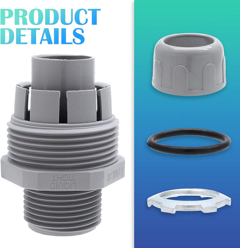 8 Pack NPT Nonmetallic Conduit 1/2-in Electrical Conduit Fittings PVC Straight Connectors Liquid Tight Conduit Connectors...