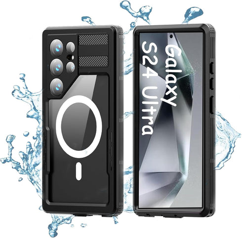 for Samsung Galaxy S24 Ultra Case Waterproof, IP68 Waterproof Shockproof Dust-Proof Phone Case with Built in Screen Protector (Black, Samsung Gala...