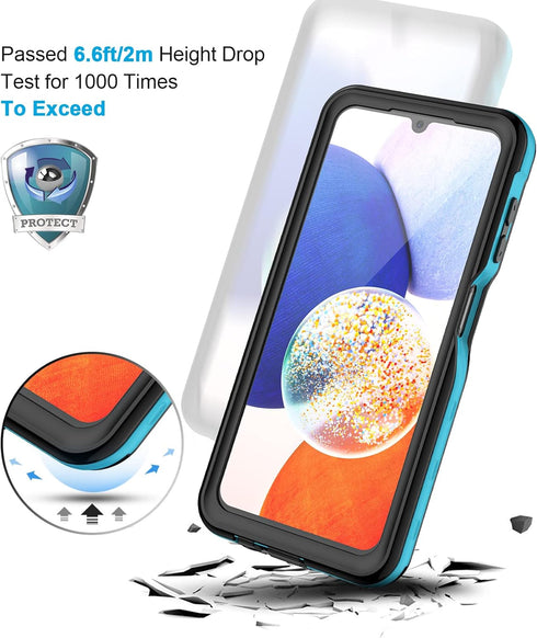 Lanhiem Samsung Galaxy A14 5G Case, IP68 Waterproof Dustproof Case with Built-in Screen Protector, Rugged Full Body Heavy Duty Shockproof Protecti...