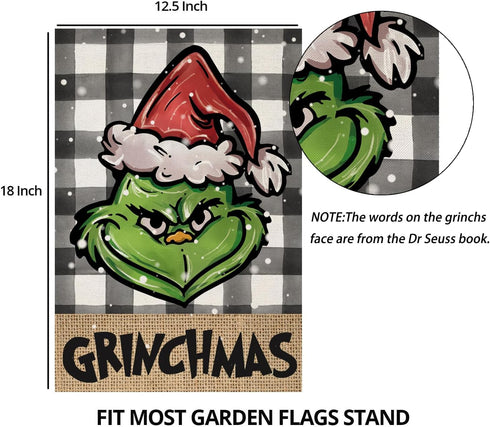 Chritmas Garden Flags for Outdoor,Buffalo Plaid with Small Yard Flag,Seasonal Xmas Decors for Winter Holiday Farmhouse Outside 12x18 Double Sided...
