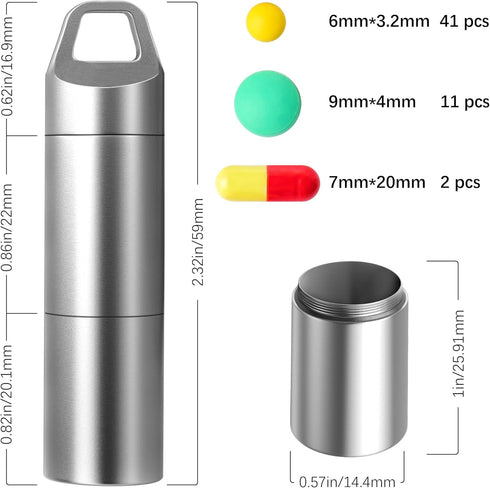 Small Pill Holder Keychain(2 Compartments Design), Portable Metal Pill Case Waterproof Pill Box Container Mini Stainless Steel Pill Organizer for ...