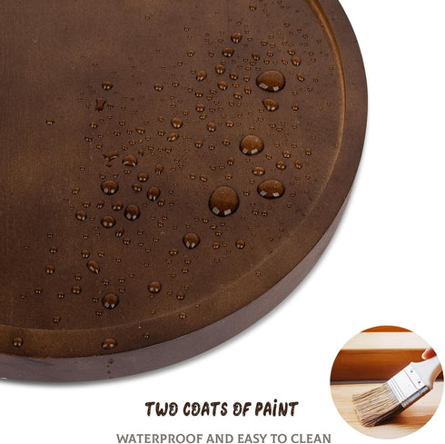 9" Round Decorative Tray Wood Bathroom Counter Organizer Farmhouse Kitchen Decor Wooden Riser for Soap Dish, Perfume, Candle, Sponge, Walnut...