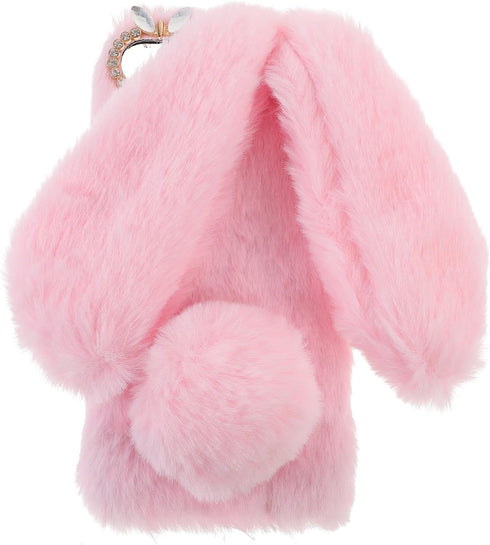 Mikikit Pink Plush Bunny Case for iPhone SE 2020/7/8 - Kawaii Fuzzy Fluffy Protective Case...