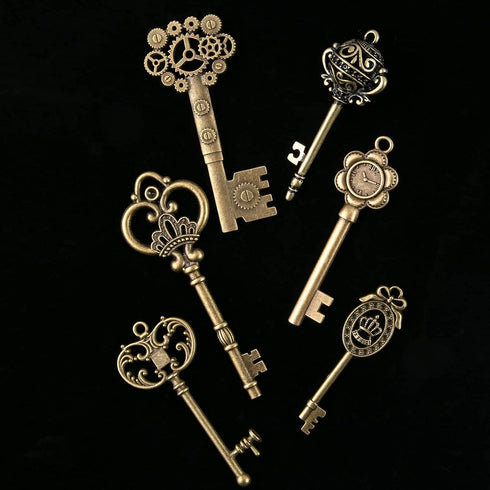 CHuangQi Vintage Skeleton Keys Set, Filigree Steampunk Keys, Antique Bronze Keys Charms Pendants, Different Style...