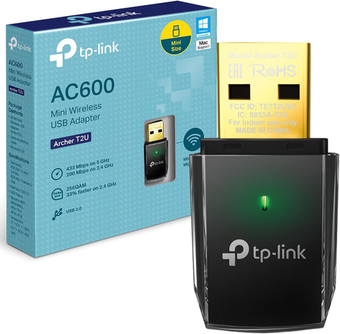 TP-Link Archer T2U 11AC USB WiFi Adapter - Dual Band 2.4G/5G AC600 Wireless Network Card, WiFi Dongle, Mini Size, Supports Windows (XP/7/8/8.1/10)...