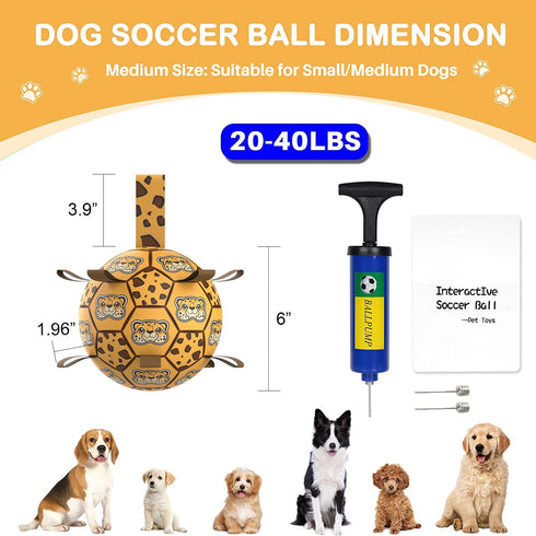 Dog Toys Soccer Ball with Straps, World Cup Interactive Dogs Toy for Tug of War, Yard Game Toy, Herding Ball for Dogs Small & Medium Birthday Gift...