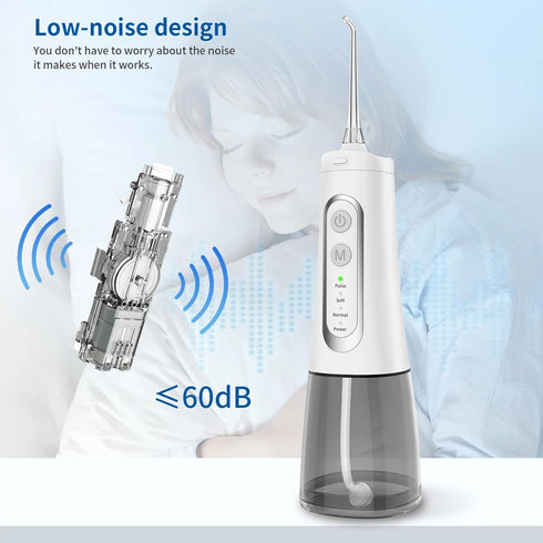 Water Dental flosser Cordless for Teeth Cleaning Mode Oral irrigator 300ML Braces, rechargeble Portable IPX7 Waterproof, White...