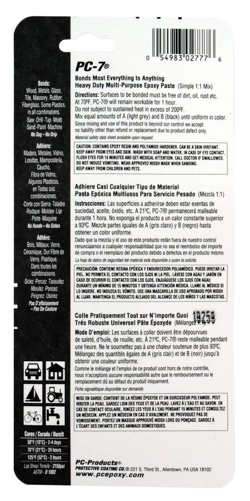 PC Products PC-7 Epoxy Adhesive Paste, Two-Part Heavy Duty, 2oz in Two Jars, Charcoal Gray 27776...