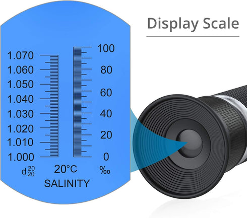 AUTOUTLET Salinity Refractometer Saltwater Aquarium for Seawater, Pool, Tank, Marine, Fishkeeping, 0-100PPT & 1.000-1.070 Salinity Tester with ATC...