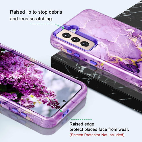 Lamcase for Galaxy S21 5G Case, Heavy Duty Shockproof Hybrid Hard PC Soft TPU Bumper Three Layer Drop Protection Anti-Fall Cover Phone Case for Sa...